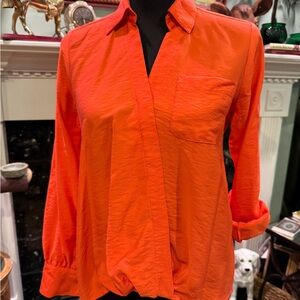 Simply Vera Vera Wang Vibrant Orange Button-Down Shirt